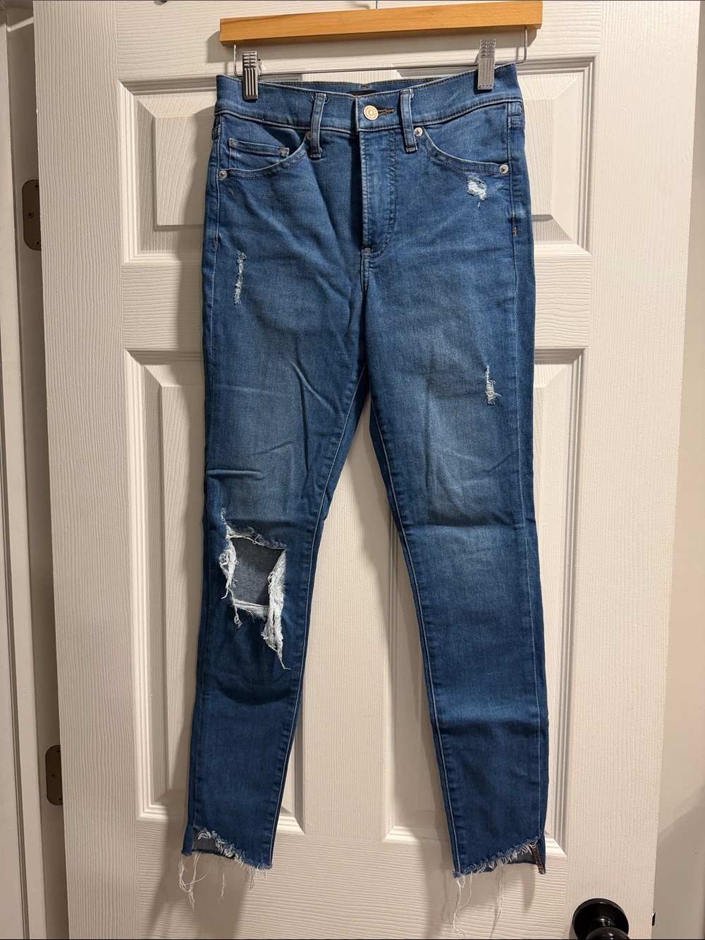 Express Women's Distressed Skinny Jeans - Blue